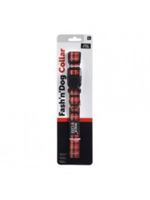 WRC RED TARTAN COLLAR LGE
